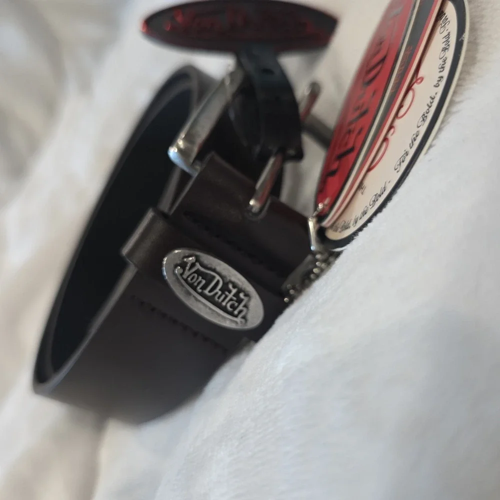 Von Dutch Men Brown Leather Belt Y2K Nostalgia Closet Staple Classic Size 30 NWT